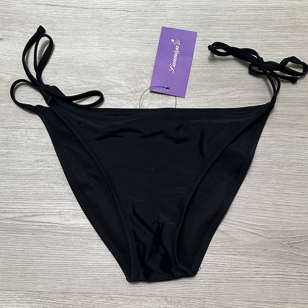 NWT Black Bikini Bottom With Tie Sides